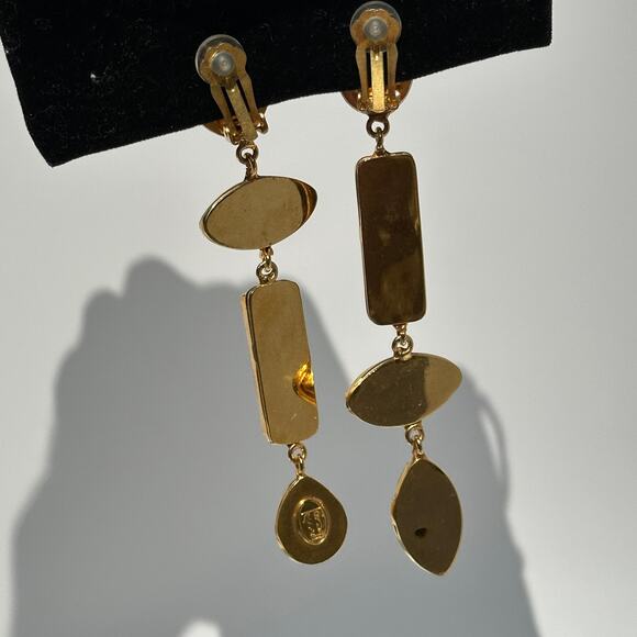 Sylvia Toledano Cascade Earrings Onyx Quartz Chalcedony 22k Gold Plated Bras$365 - Picture 13 of 16